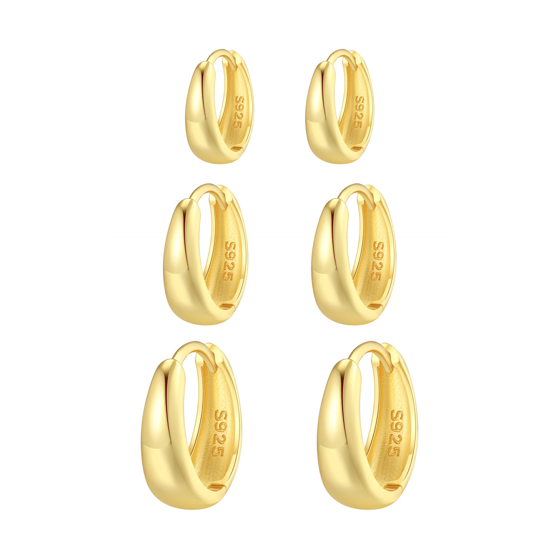 Dome Trio Hoop Earring Set Sterling Silver